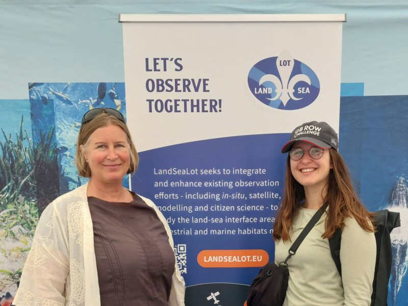 Melanie Symes (TransEurope Marinas) and Laura Fantuzzi (PhD student, Portsmouth University) at the LandSeaLot stand at the Ocean Race. Read More.